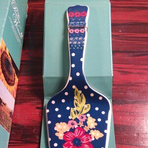 Pioneer Woman Dazzling Dahlias Blue Floral Ceramic Pie Cake Server New Open box